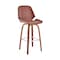 Armen Living Arabela 26" Brown Faux Leather and Walnut Wood Swivel Bar Stool LCAABAWABR26 - alternate 1